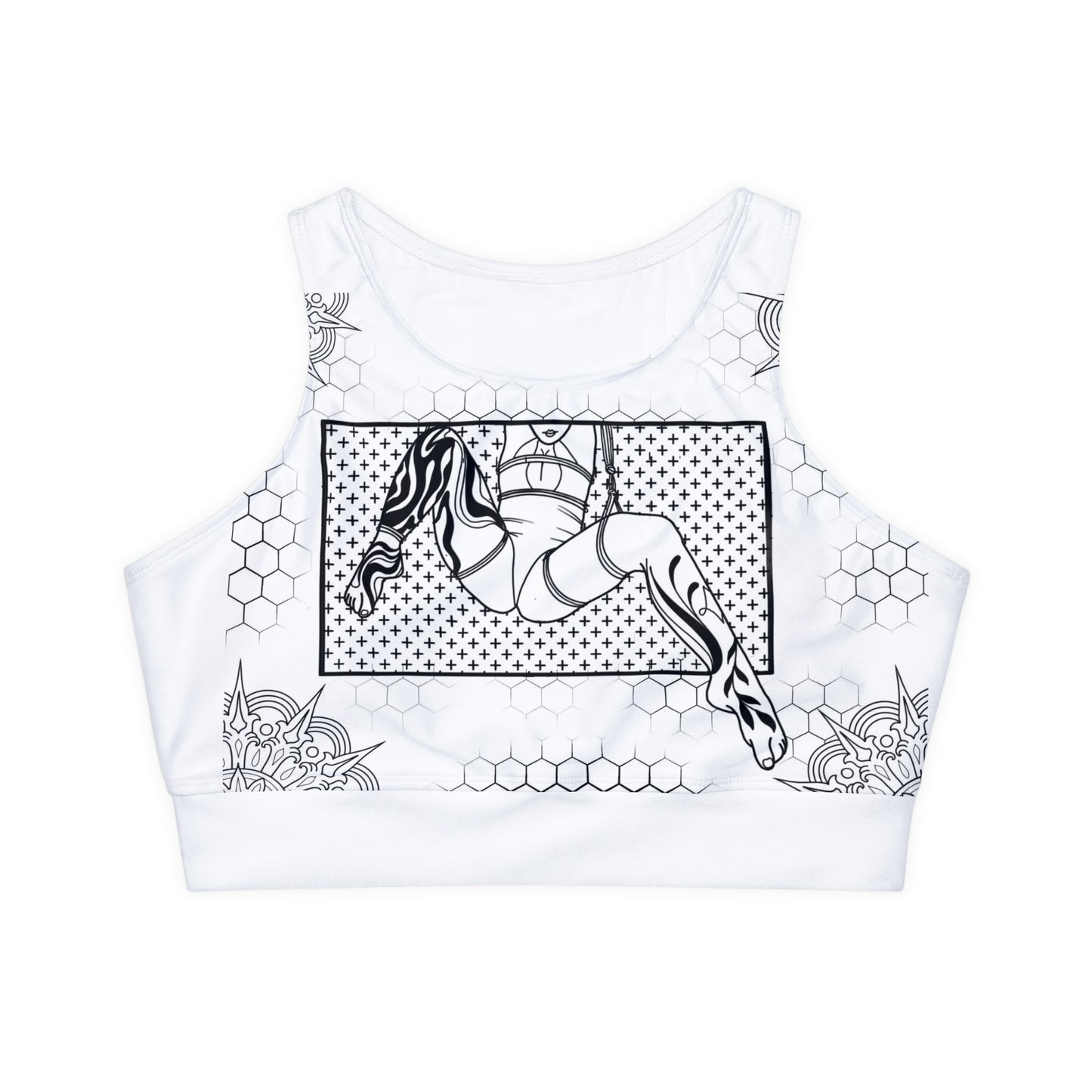 Honeycomb Day Dream Fully Lined, Padded Sports Bra (AOP)