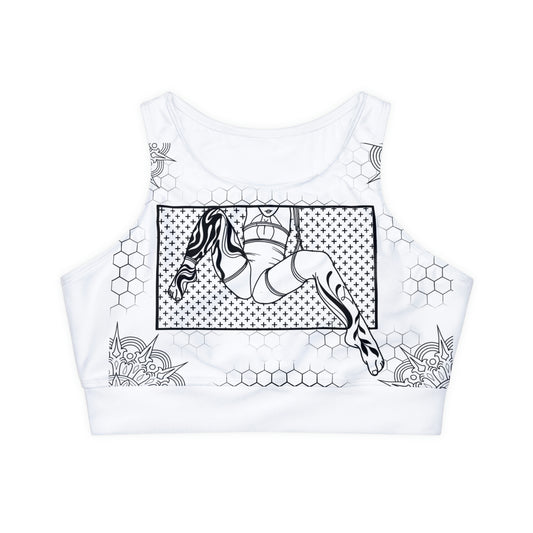 Honeycomb Day Dream Fully Lined, Padded Sports Bra (AOP)